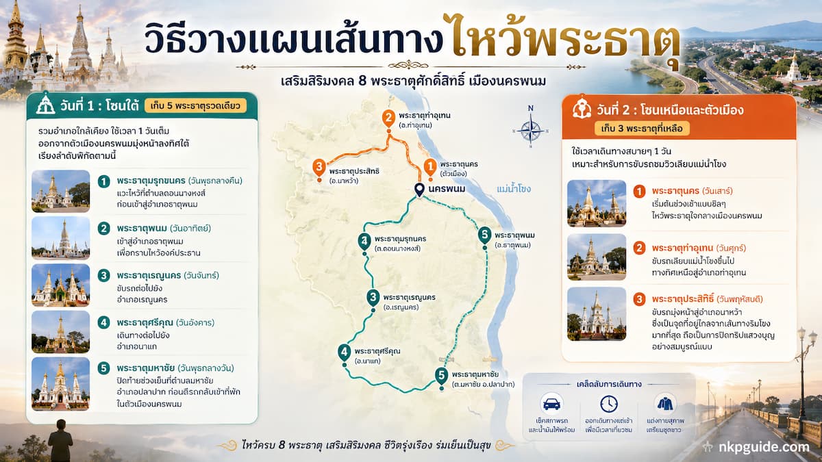 เส้นทางไหว้พระธาตุประจำวันเกิดนครพนม